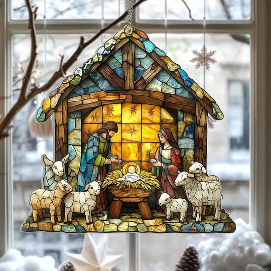 Nativity Scene Suncatcher - Christmas Window Decoration for Home