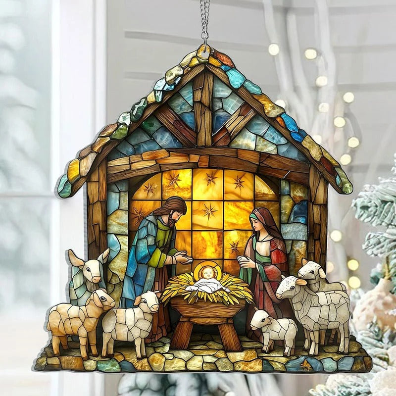 Nativity Scene Suncatcher - Christmas Window Decoration for Home