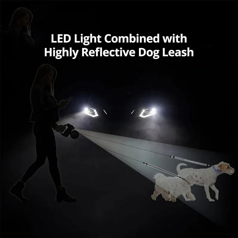 Dual Dog Leash with Flashlight & Waste Bag | Vet-Approved Pet Essential for Comfort, Safety & Wellbeing