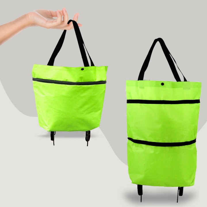 2-in-1 Foldable Shopping Bag with Wheels | Compact, Stylish & Incredibly Useful — An Everyday Home Must-Have