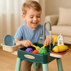 Children's Play Kitchen with Flowing Water Feature | Kids Pretend Kitchen Set for Role Play