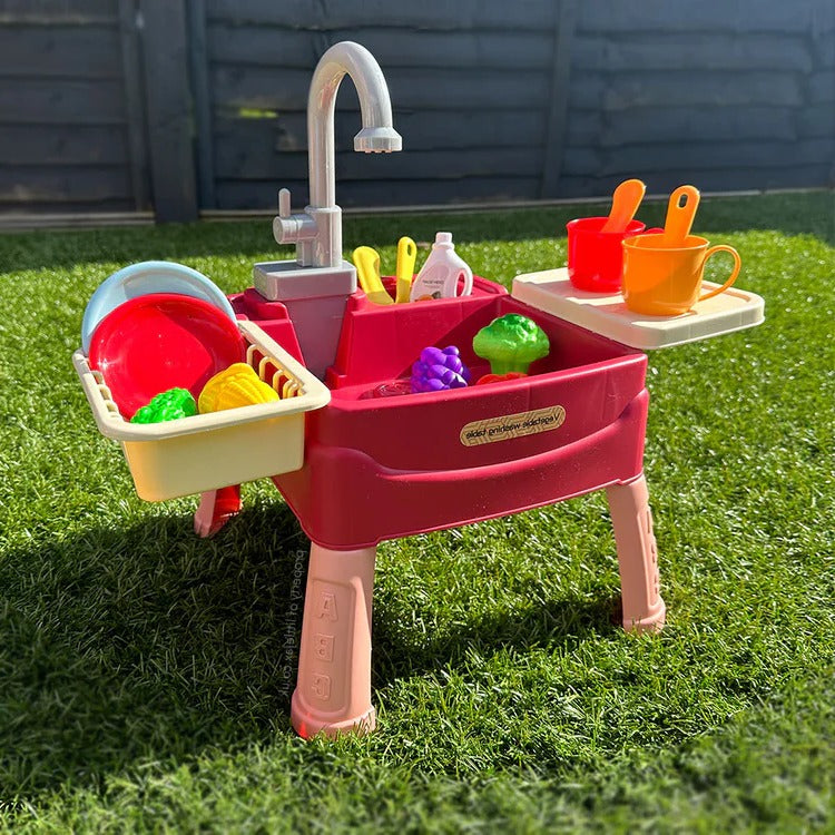 Children's Play Kitchen with Flowing Water Feature | Kids Pretend Kitchen Set for Role Play