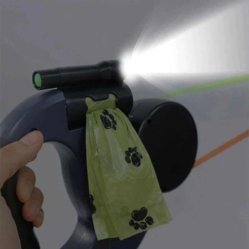 Dual Dog Leash with Flashlight & Waste Bag | Vet-Approved Pet Essential for Comfort, Safety & Wellbeing