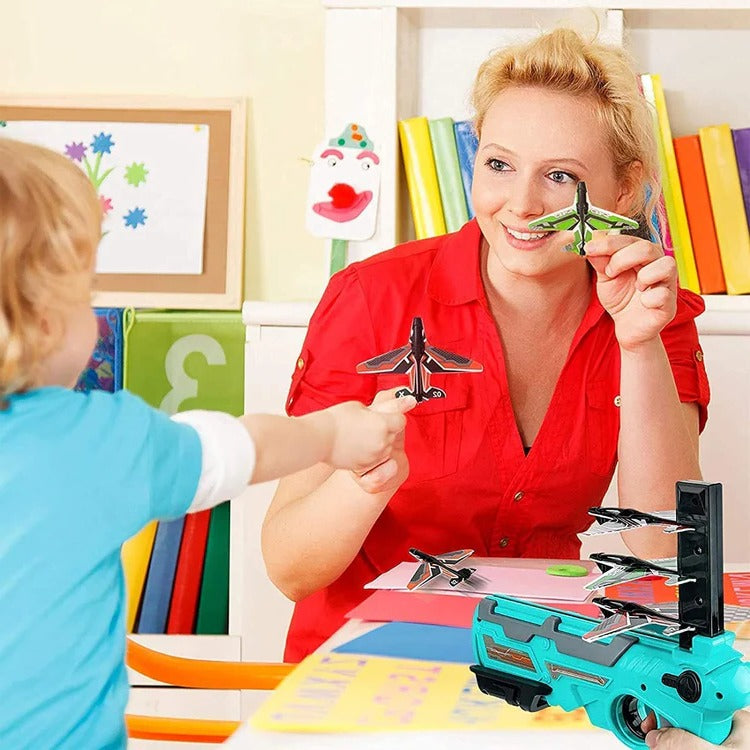 SkyGlider Aircraft Launcher Toy | Foam Plane Launcher Set for Kids Outdoor Play