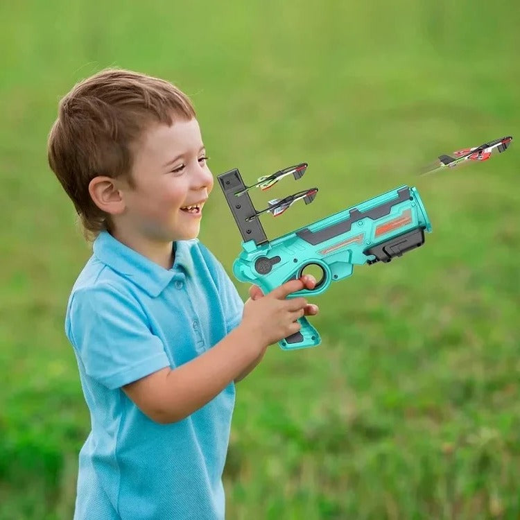 SkyGlider Aircraft Launcher Toy | Foam Plane Launcher Set for Kids Outdoor Play