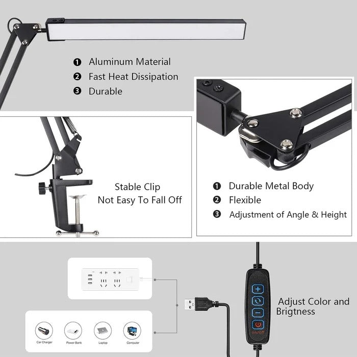 LED Desk Lamp with Clamp | Durable, Reliable & Designed for Both Home DIY & Professional Use