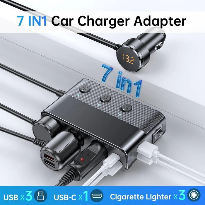 7-in-1 Car Cigarette Lighter Adapter | The Smart Choice for Quality, Reliability & Long-Lasting Performance