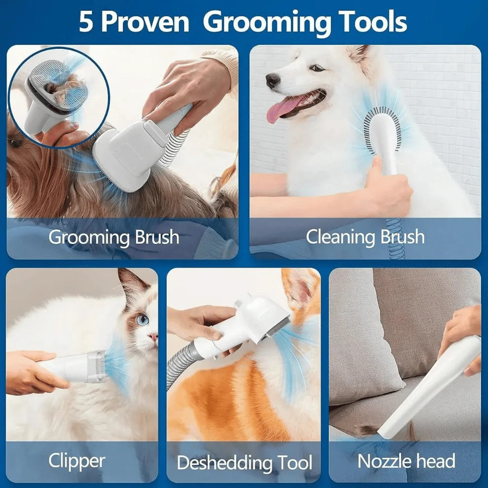 Low-Noise Dog Grooming Vacuum with Full Pet Hair Clippers & Brush Kit | Large 77.7oz Capacity | Durable Pet Accessory Built for Active, Playful, Energetic Pets