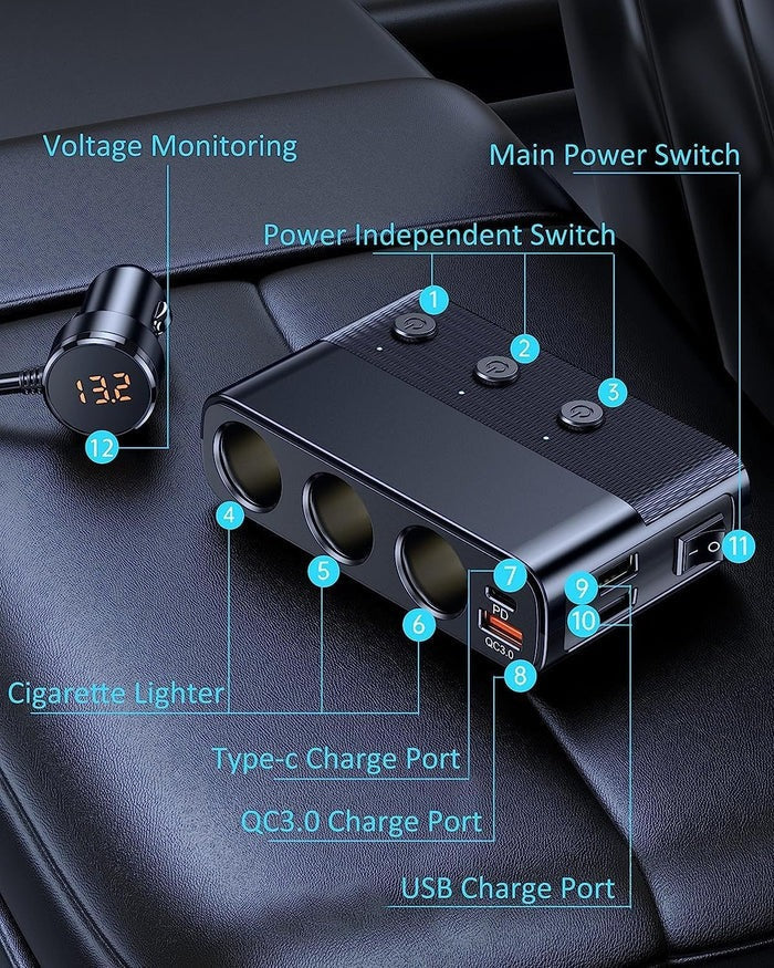 7-in-1 Car Cigarette Lighter Adapter | The Smart Choice for Quality, Reliability & Long-Lasting Performance