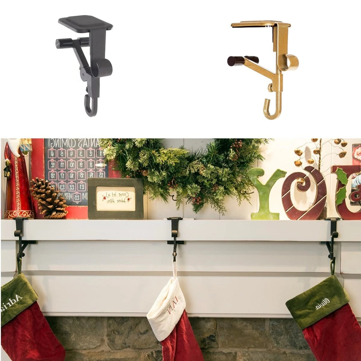 Garland Christmas Stocking Holders for Mantle | Bring the Magic of the Season into Your Home with This Beautiful Piece