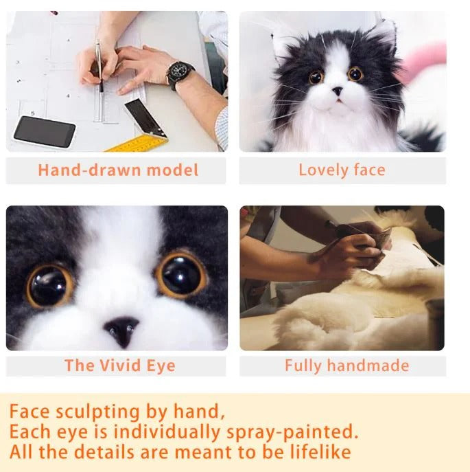 Lifelike Black & White Plush Cat | Realistic Stuffed Animal Toy for Children & Cat Lovers
