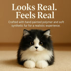 Lifelike Black & White Plush Cat | Realistic Stuffed Animal Toy for Children & Cat Lovers