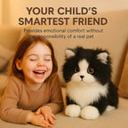 Lifelike Black & White Plush Cat | Realistic Stuffed Animal Toy for Children & Cat Lovers