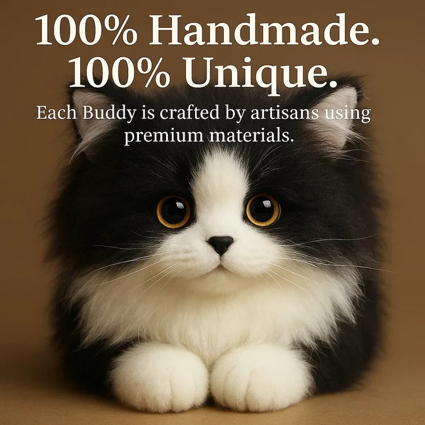 Lifelike Black & White Plush Cat | Realistic Stuffed Animal Toy for Children & Cat Lovers