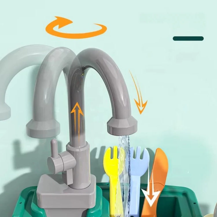 Children's Play Kitchen with Flowing Water Feature | Kids Pretend Kitchen Set for Role Play