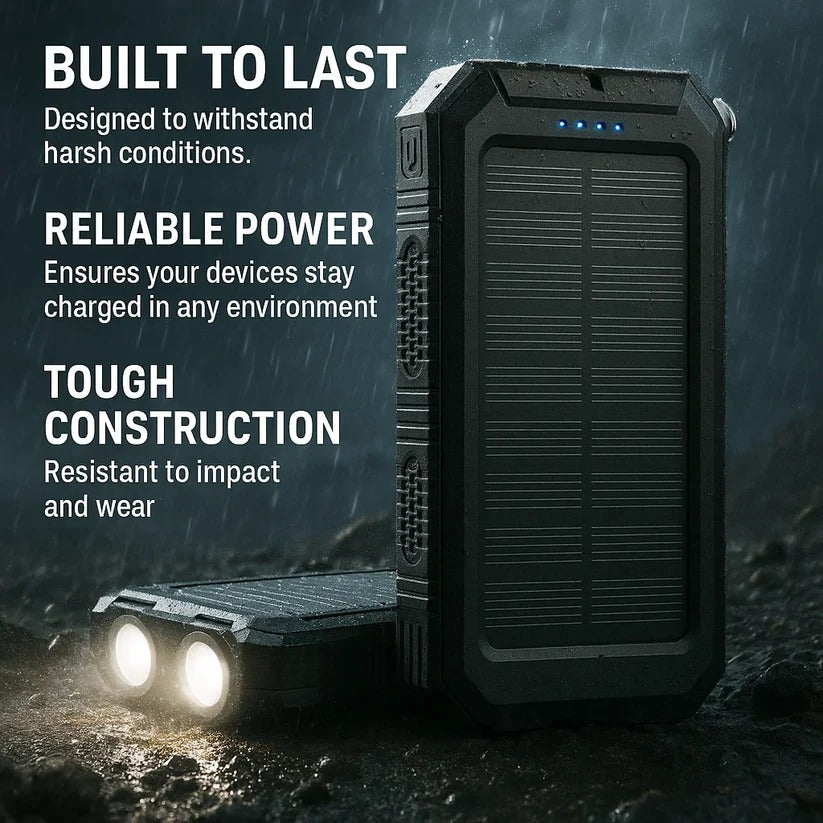 500000mAh Solar Charger Waterproof Power Bank External | Built for British Weather — Durable, Attractive Outdoor Design