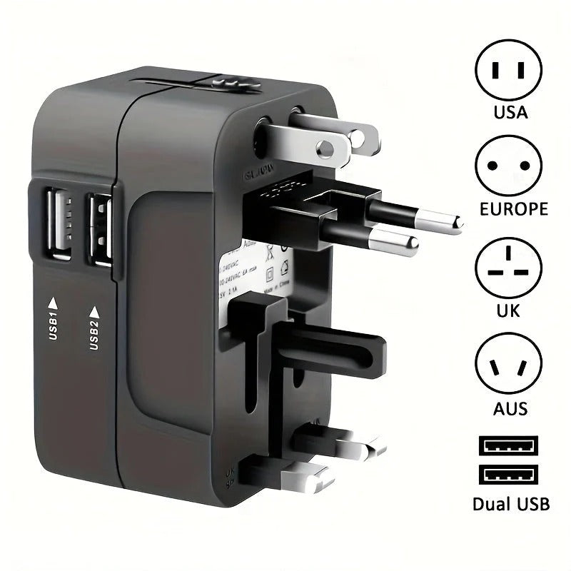 Worldwide Travel Adapter with Dual USB Charging Ports | Premium Quality, Thoughtful Design — Built for Real Everyday Life
