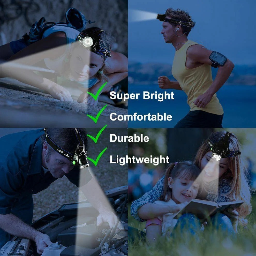 990000LM Rechargeable LED Headlamp | Built for Adventure — Durable, Reliable & Ready for Anything Outside
