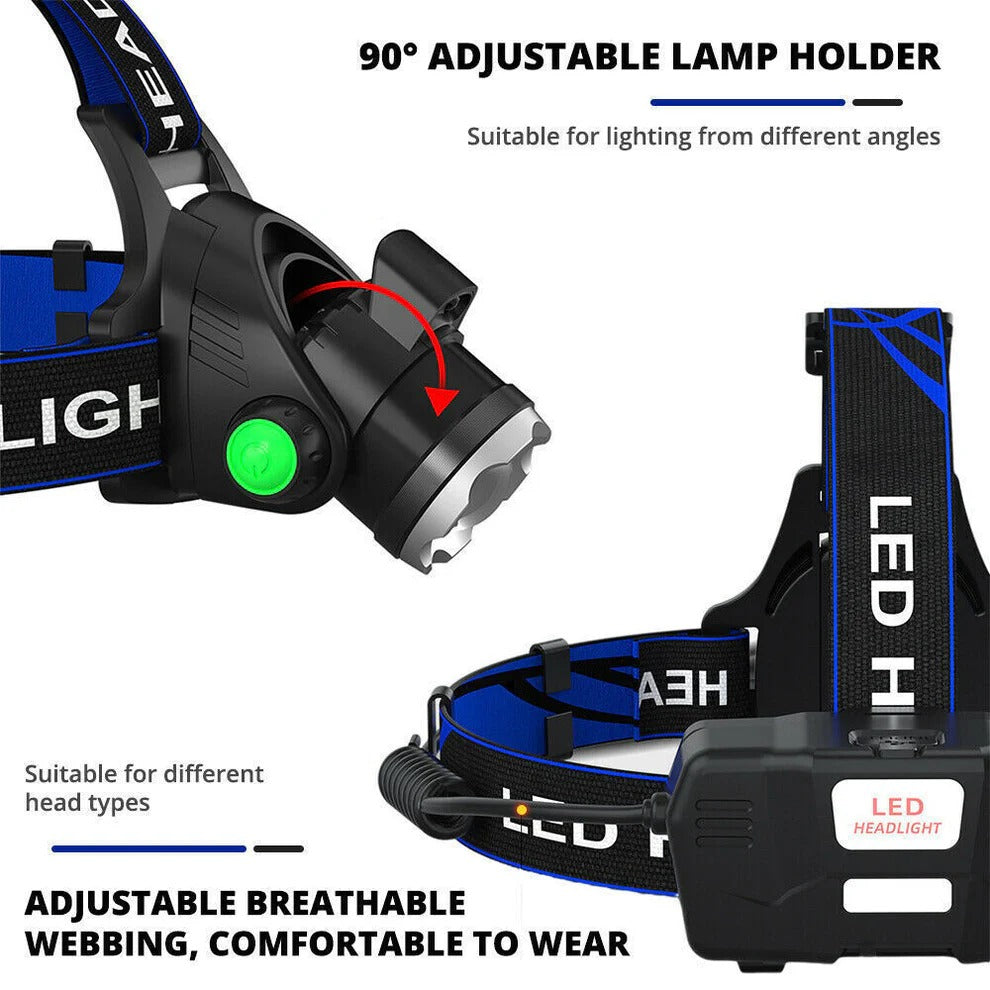 990000LM Rechargeable LED Headlamp | Built for Adventure — Durable, Reliable & Ready for Anything Outside