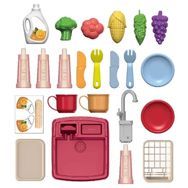 Children's Play Kitchen with Flowing Water Feature | Kids Pretend Kitchen Set for Role Play