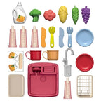 Children's Play Kitchen with Flowing Water Feature | Kids Pretend Kitchen Set for Role Play