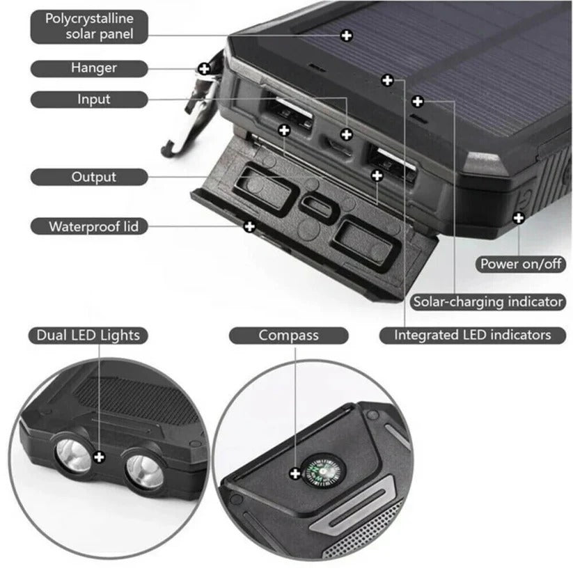 500000mAh Solar Charger Waterproof Power Bank External | Built for British Weather — Durable, Attractive Outdoor Design