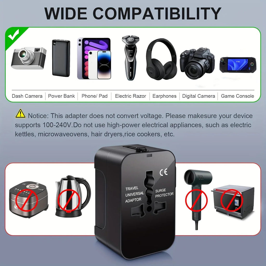 Worldwide Travel Adapter with Dual USB Charging Ports | Premium Quality, Thoughtful Design — Built for Real Everyday Life