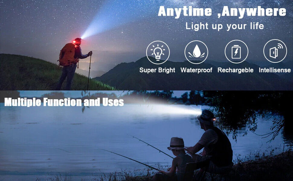 990000LM Rechargeable LED Headlamp | Built for Adventure — Durable, Reliable & Ready for Anything Outside