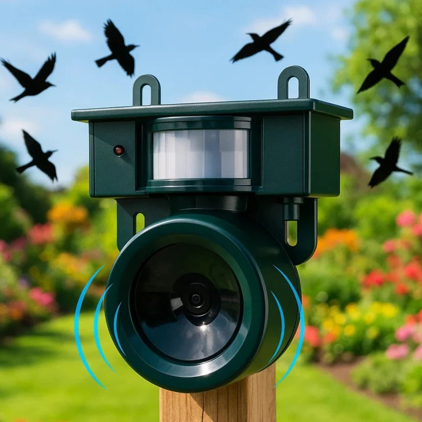Motion Sensor Bird Deterrent for Crows: Ideal Pigeon Repeller with Sound Scarer | Reliable Security You Can Trust — Smart Protection for Home & Family