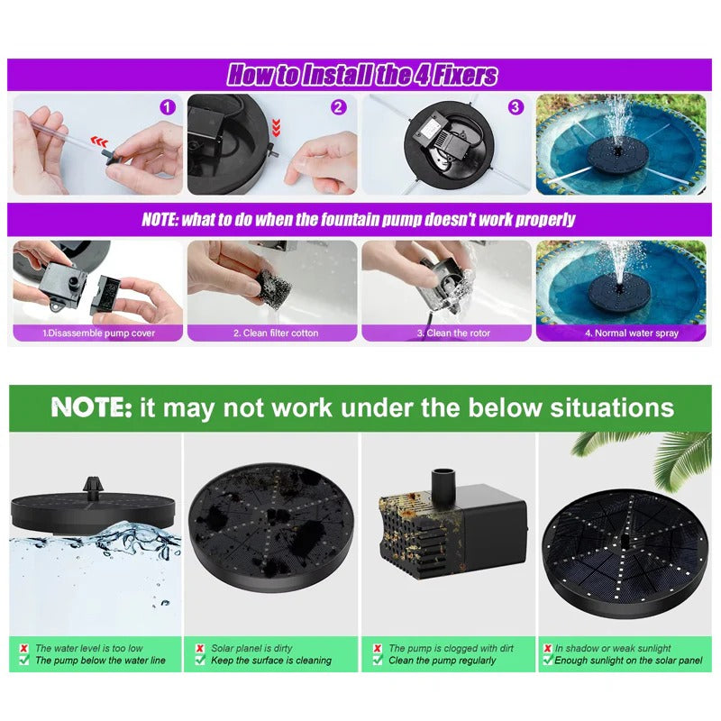 Solar Fountain with 60 LED Lights | Make Your Garden Beautiful, Functional & the Envy of the Neighbourhood