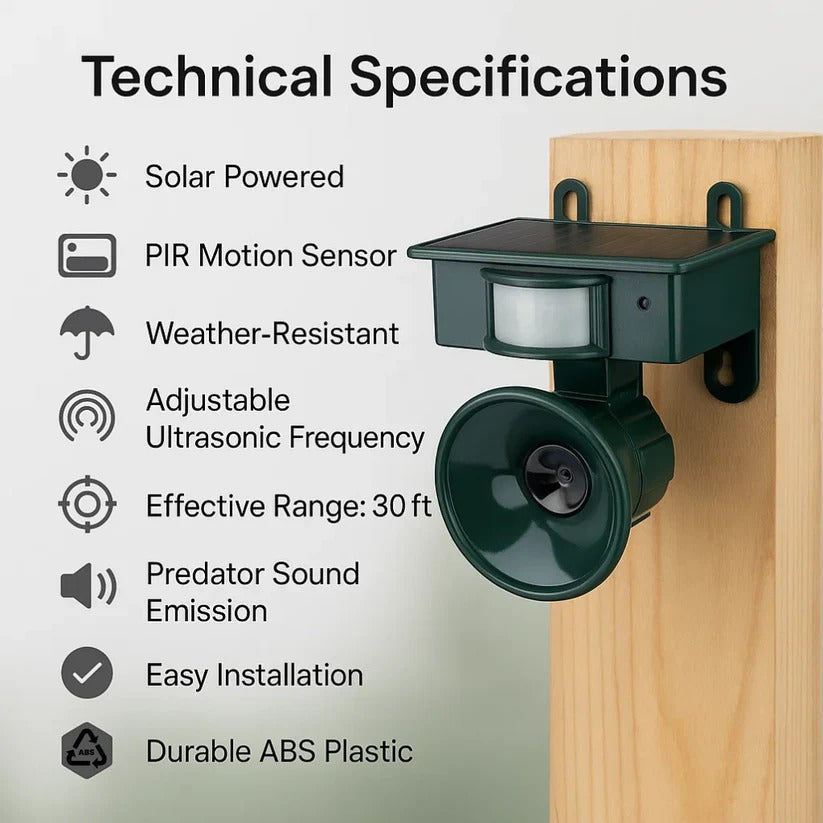 Motion Sensor Bird Deterrent for Crows: Ideal Pigeon Repeller with Sound Scarer | Reliable Security You Can Trust — Smart Protection for Home & Family