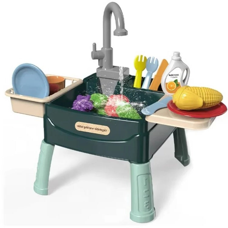 Children's Play Kitchen with Flowing Water Feature | Kids Pretend Kitchen Set for Role Play