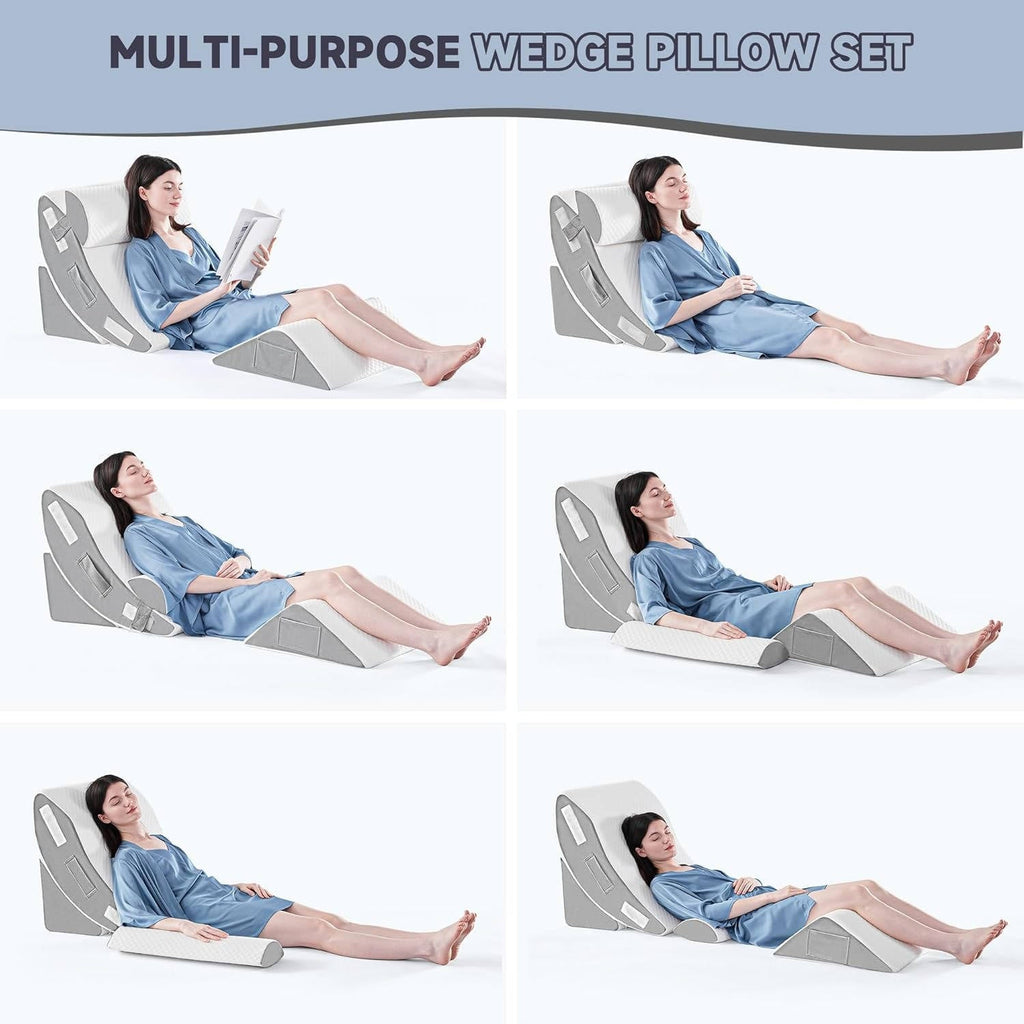 4Pcs Orthopedic Bed Wedge Pillow Set | Clinically Designed for Targeted Pain Relief & Faster Daily Recovery