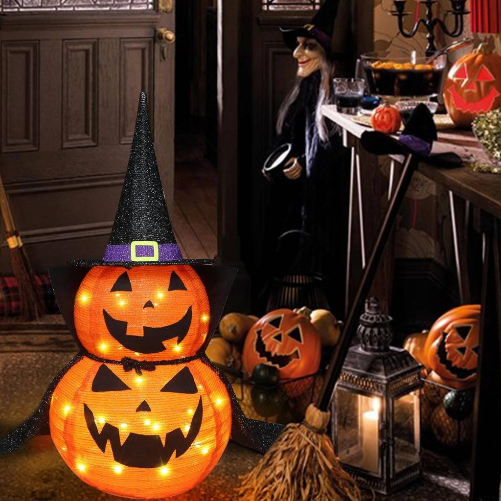 2 Pcs 3ft Halloween Collapsible Lighted In/Outdoor Pumpkin Garden Decoration | The Perfect Seasonal Touch for Your Home — or as a Thoughtful Gift