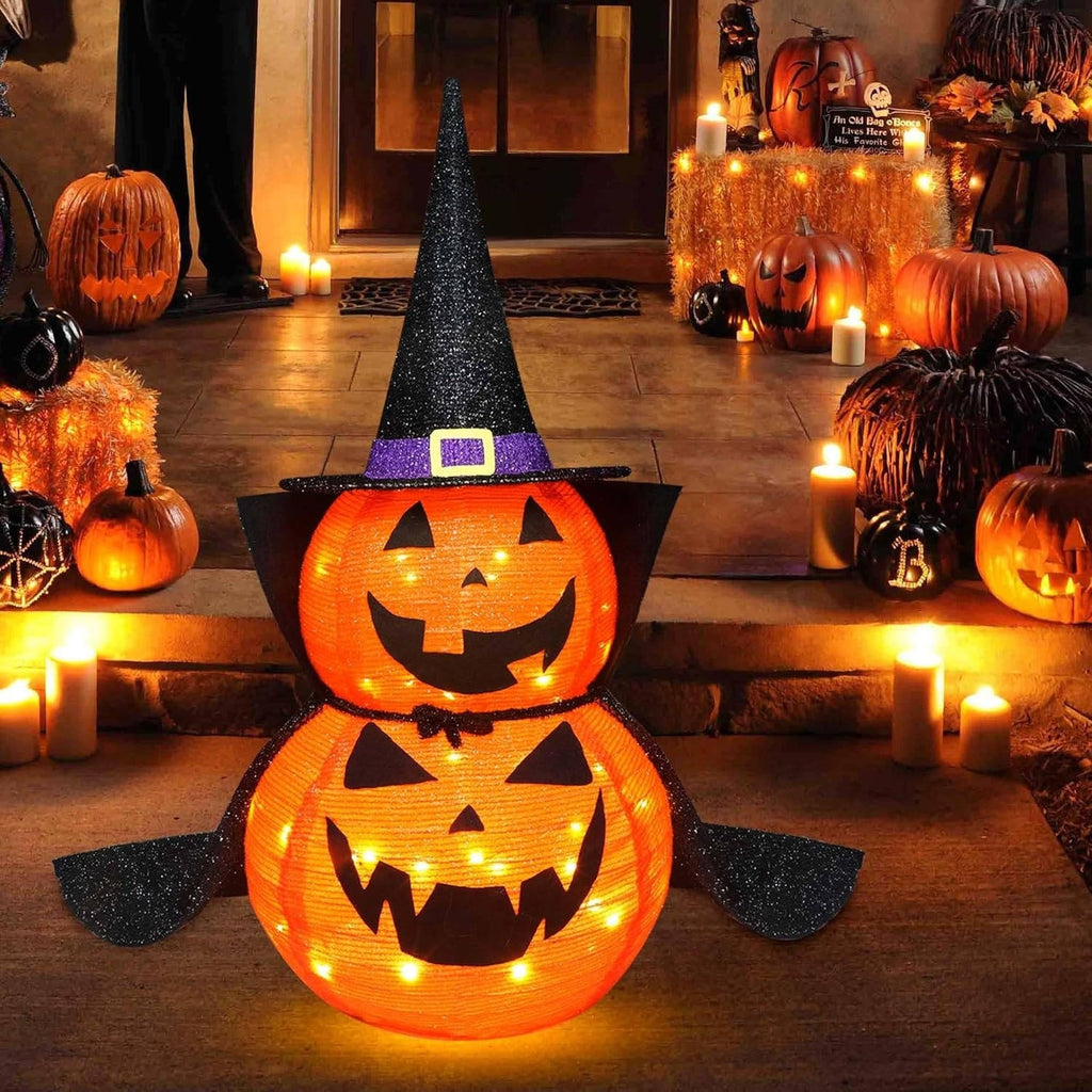2 Pcs 3ft Halloween Collapsible Lighted In/Outdoor Pumpkin Garden Decoration | The Perfect Seasonal Touch for Your Home — or as a Thoughtful Gift