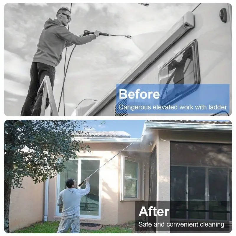 4000 PSI Telescoping High Pressure Power Washer Extension Wands For Gutter & Roof Drainage & Walls Cleaning | Stylish Home Essential That Transforms & Elevates Your Living Space