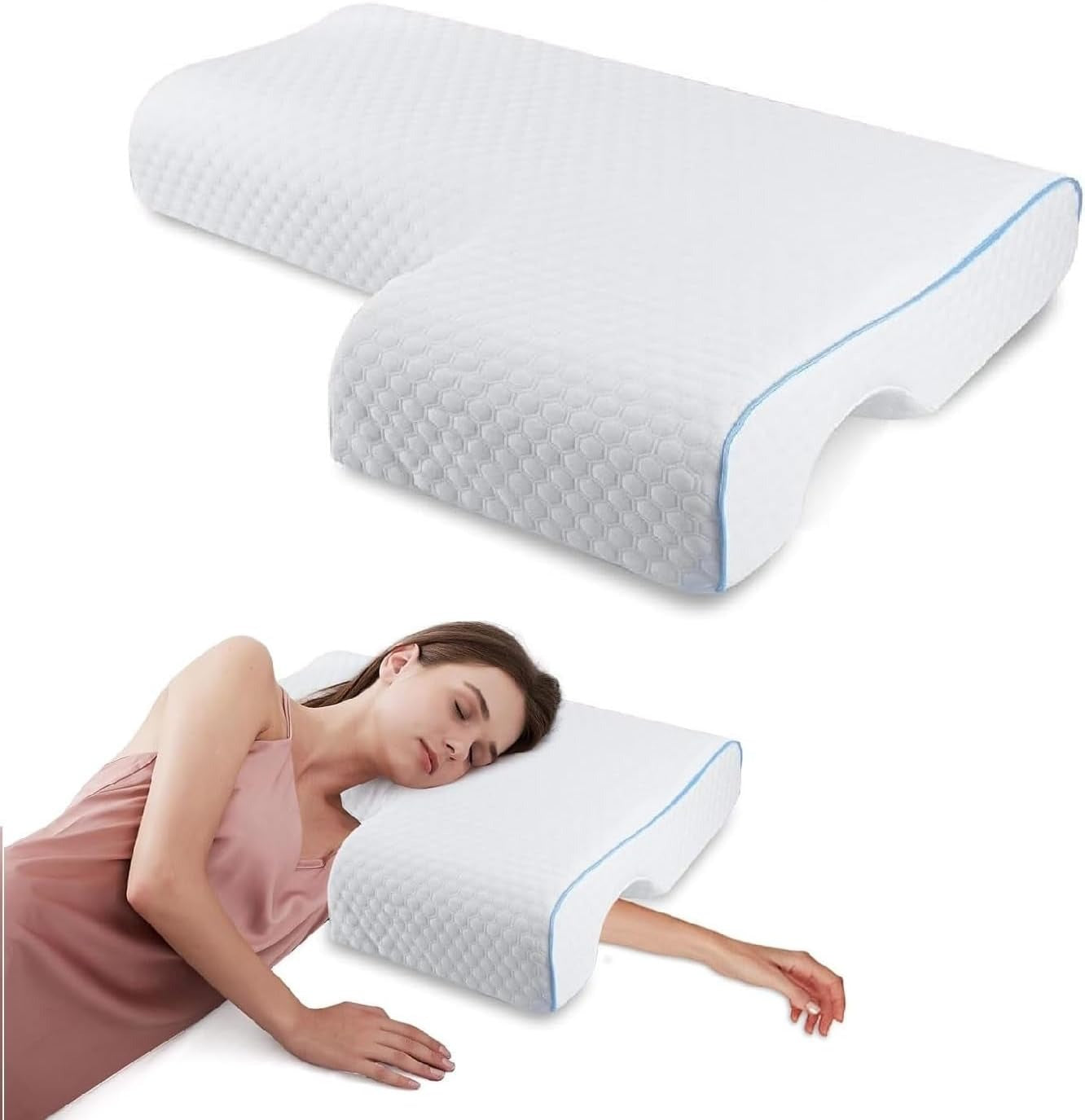 Orthopedic Couple Pillow With Arm-Tunnel For Cuddling | Clinically Designed for Targeted Pain Relief & Faster Daily Recovery