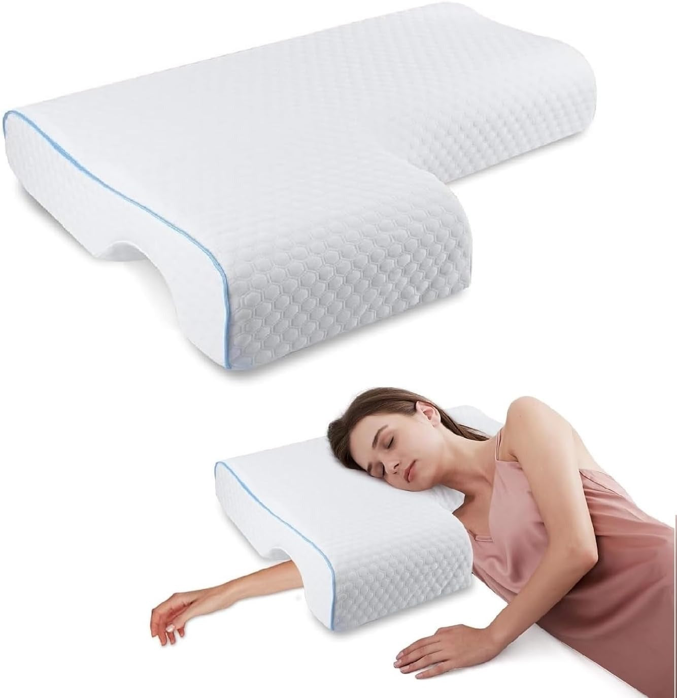 Orthopedic Couple Pillow With Arm-Tunnel For Cuddling | Clinically Designed for Targeted Pain Relief & Faster Daily Recovery