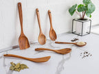 6-Piece Wooden Kitchen Utensil Set | Natural Wood Cooking Tools for Non-Stick Pans