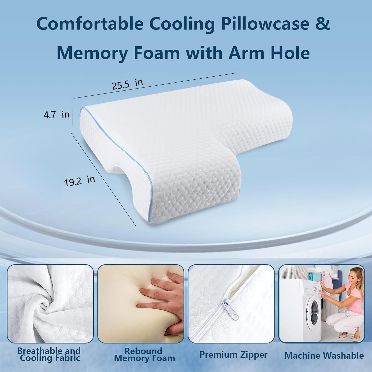 Orthopedic Couple Pillow With Arm-Tunnel For Cuddling | Clinically Designed for Targeted Pain Relief & Faster Daily Recovery