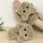 Plush Animal Fingerless Gloves