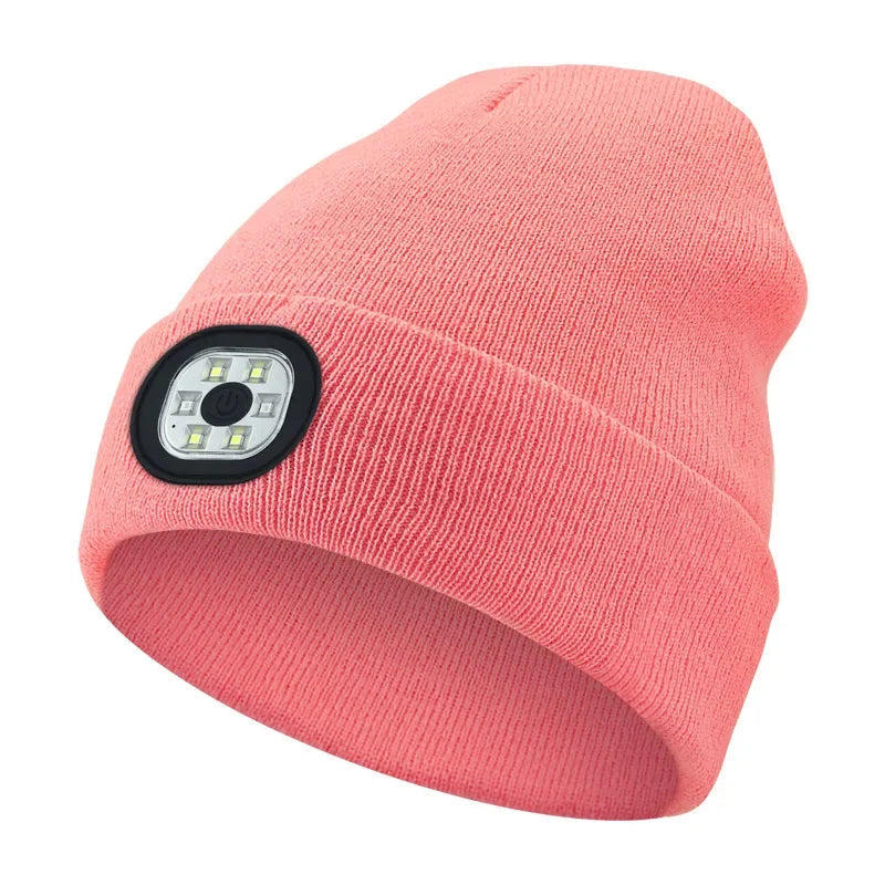 Rechargeable LED Beanie Hat | Built-In Headlight for Running, Cycling & Winter Walks