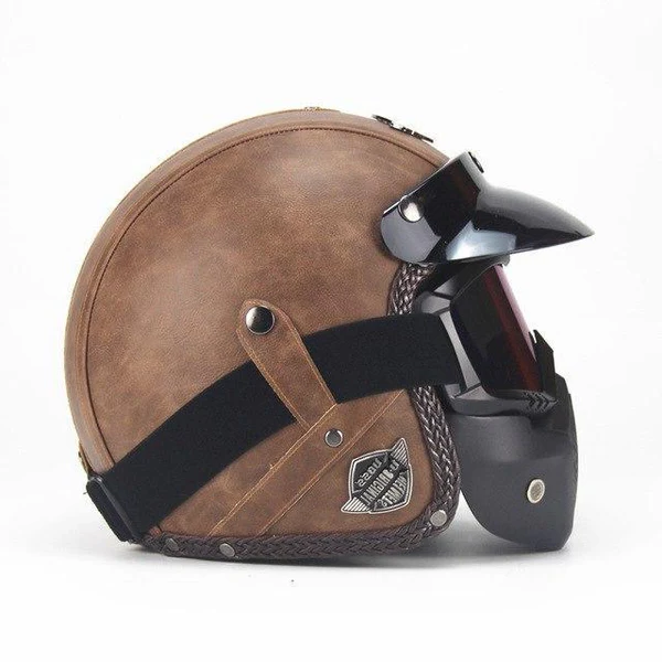 Retro Vintage Motorcycle Helmet Open Face With Goggle Mask | Practical, High-Quality Car Upgrade That Every Driver Needs on Board