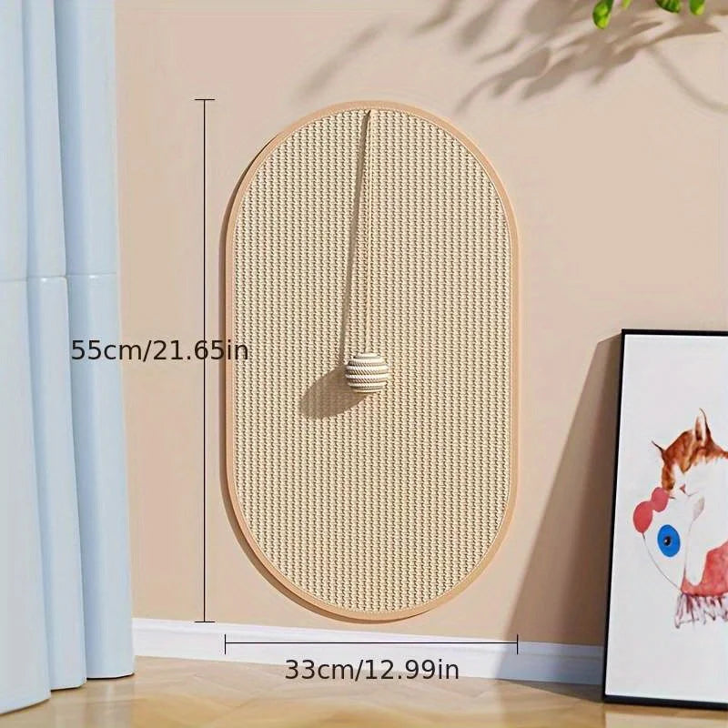 3-in-1 Wall Mounted Sisal Cat Scratch Pad | Space-Saving Scratching Post & Toy Holder for Cats