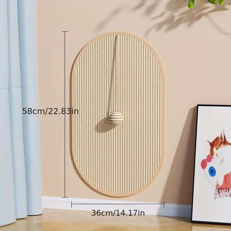 3-in-1 Wall Mounted Sisal Cat Scratch Pad | Space-Saving Scratching Post & Toy Holder for Cats