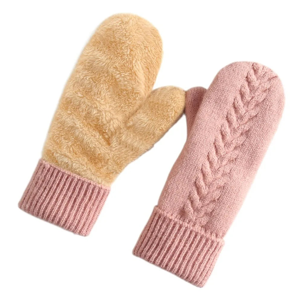 Double Layer Fleece Lined Winter Mittens | Warm Thermal Gloves for Women — 5 Colours