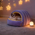 Enclosed Cat Cave Bed | Warm Arctic Fleece Hooded Pet Bed for Cats & Small Dogs