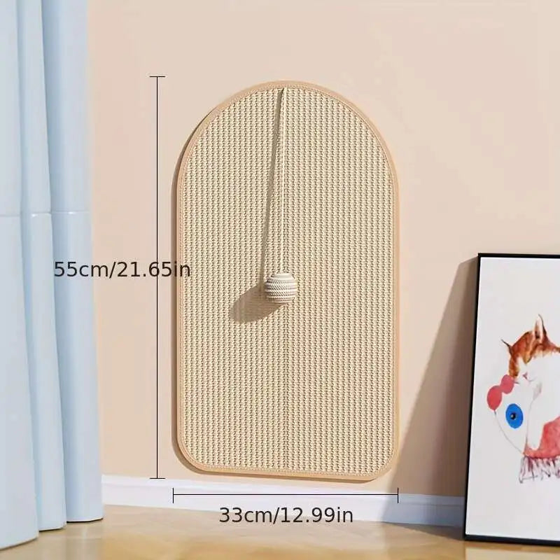 3-in-1 Wall Mounted Sisal Cat Scratch Pad | Space-Saving Scratching Post & Toy Holder for Cats