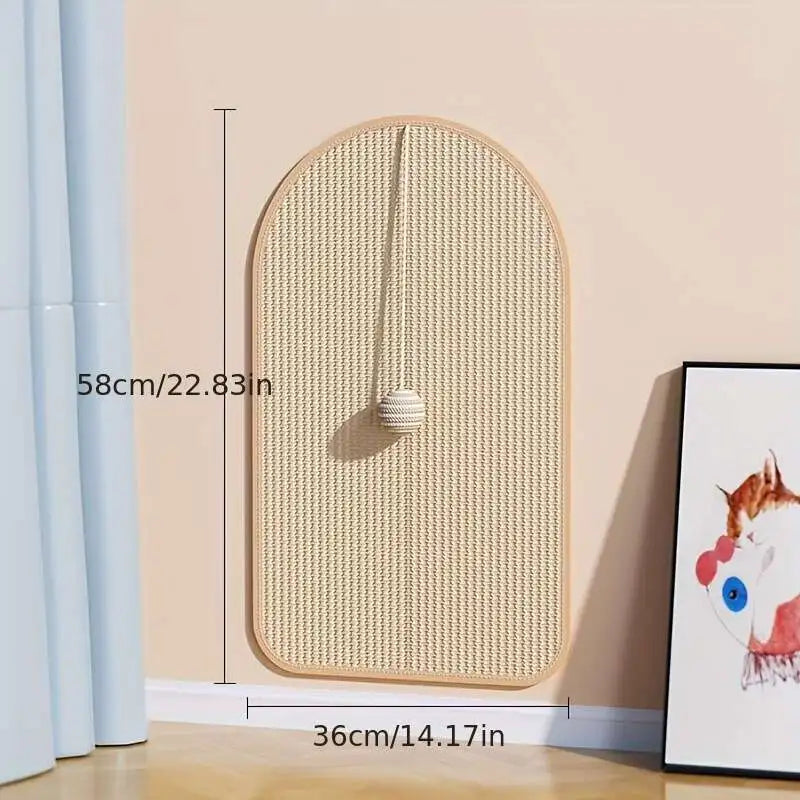 3-in-1 Wall Mounted Sisal Cat Scratch Pad | Space-Saving Scratching Post & Toy Holder for Cats