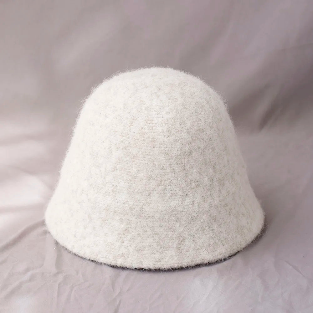 Women's Winter Wool Bucket Hat | Warm Knit Wide Brim Hat for Autumn & Winter